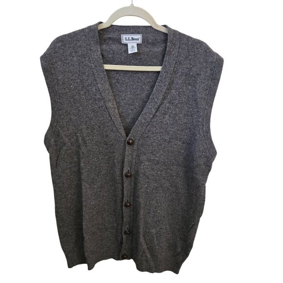 L.L. Bean Vintage Pure New Wool Gray Made In Scotland Sweater Vest Size MT - Picture 1 of 4